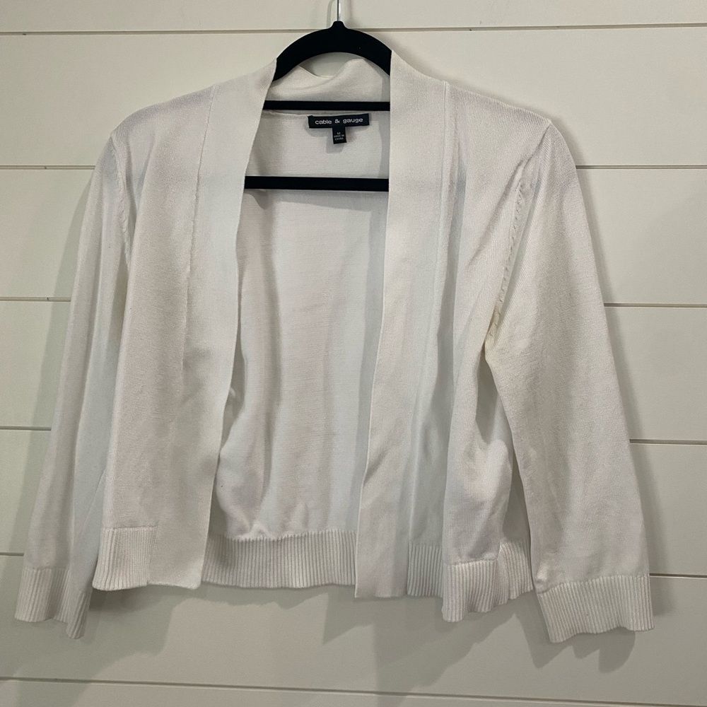 Cable & Gauge Ivory Open Front Cardigan